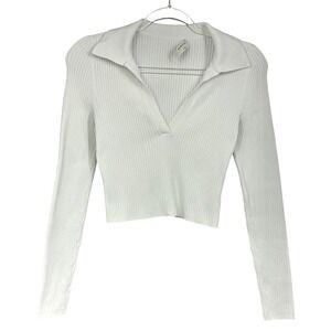 Aritzia Babaton‎ Sculpt Knit Polo Longsleeve Ribbed Collared V Neck S